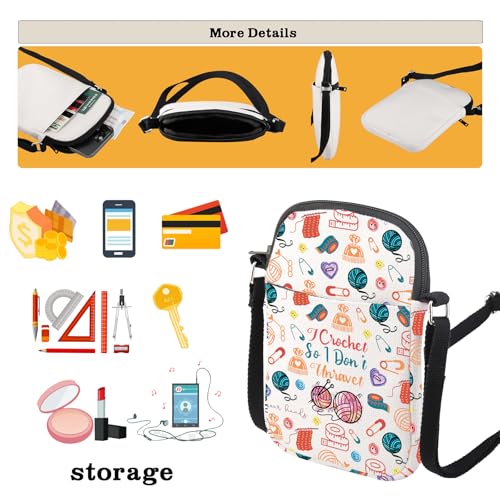 CMNIM Funny Crochet Gifts Knitting Crossbody Bag With Adjustable Strap for Crochet Lovers Gifts Ideas Yarn Shoulder Bag 6