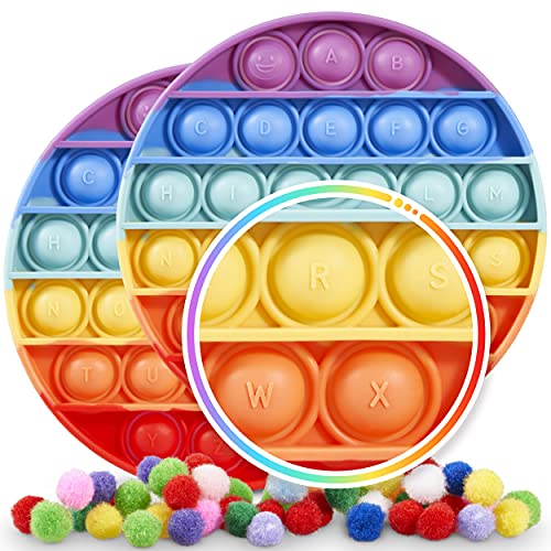 Pop it Alphabet Pop it ABC for Kids, Pop it Letters ABC with Letters and Numbers - Alphabet Fidget Poppers with Letter Pop its and Number Pop it - Rainbow Round 2 Pop it Numbers and Letters