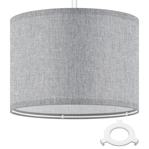 Weewooday 1 Set Fabric Lampshade for Ceiling Lights, Table Lamps and Floor Lamps, with E27 to E14 Adapter Ring, Modern Linen Lamp Shades for Living Room, Bedroom, Home Decoration(10 Inch,Dark Grey)