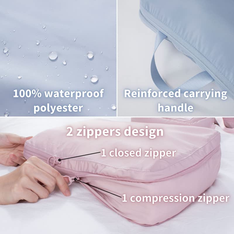 tianzong Compression Packing Cubes for Suitcases, Luggage Organizer Bags Set for Travel (Beige, 2 Pack Large)2