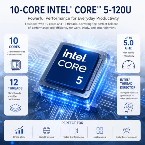 Image of HP 17.3 inch Large Screen Laptop, Intel Core 5 Processor, 8GB RAM, 256GB SSD, 2026 Edition, Full-Size Keyboard with Num Pad, Wi-Fi 6, Windows 11 with Copilot, Comfortable Laptop for Everyday Use