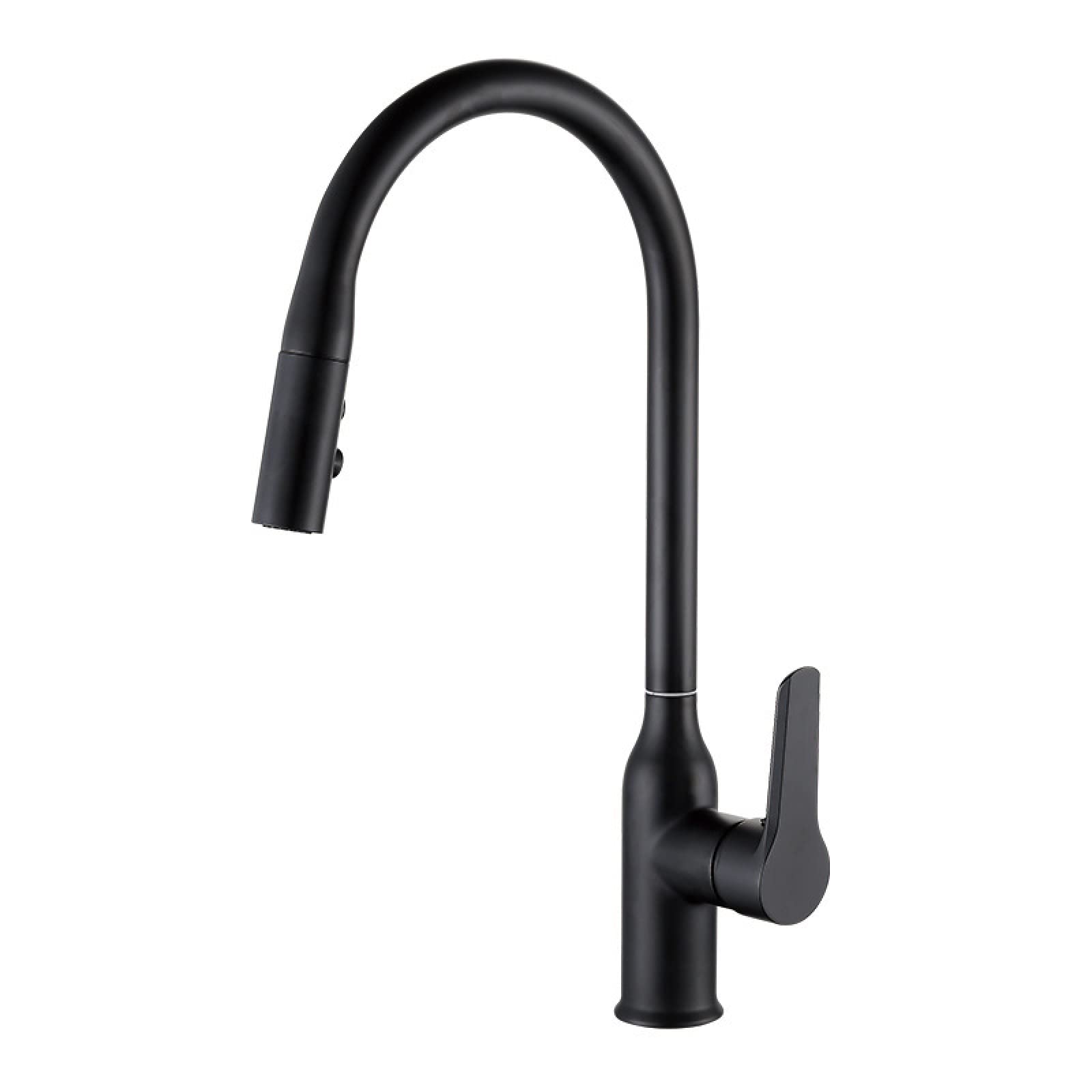 Robinet de cuisine en laiton avec douchette extractible et bec pivotant à 360° en L