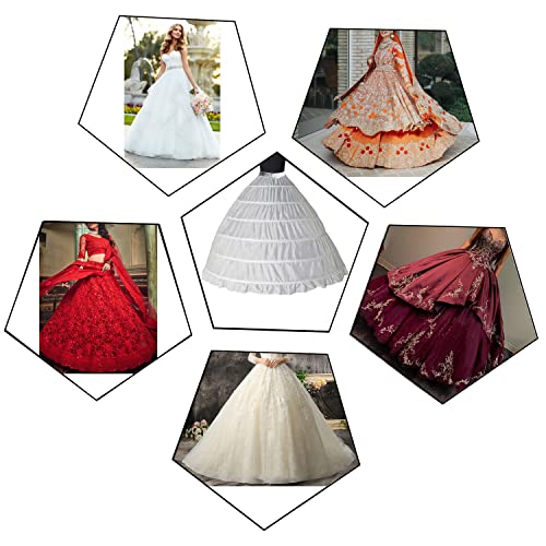 Image of Aakriti 6 Hoop Women's Polyester Skirt Shapewear Petticoat Underskirt for Wedding Dress Shapewear Undergarments Petticoat, Bridal Ethnic Wear Dress Ball Gown Shape Wear Dress Crinoline Shaper White