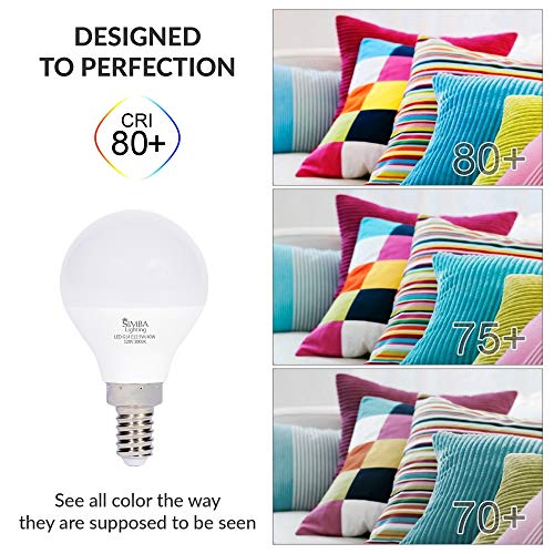 Simba Lighting Led Candelabra E12 Base G14 Small Globe 5W 40W Replacement Light Bulb (6 Pack) For Ceiling Fan, Chandelier, Vanity, Round A15 Frosted White Cover, Non-Dimmable, 3000K Soft White #TOP4