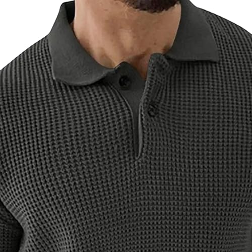 Mens Long Sleeve Knit Sweater Casual Quarter Button Up Lapel Collar Pullover Fall Winter Tops for Men2