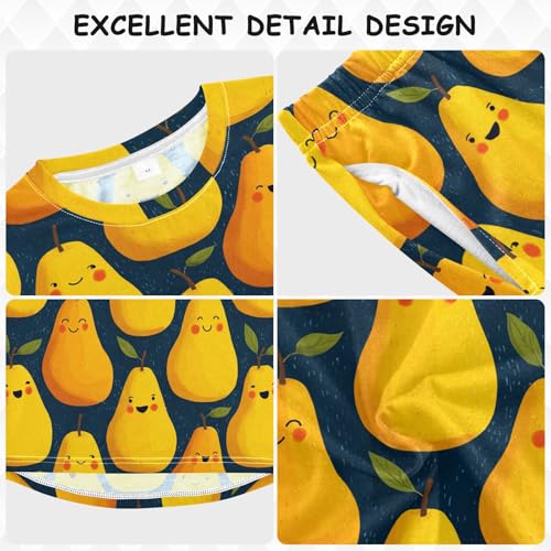 Happy Yellow Pears Pattern Soft Pajama Set for All Seasons,Breathable Pjs Long Sleeve Sleepwear,Comfy Loungewear 2 Piece Underwear Set 5T3