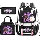 K-POP ガールズ デーモンハンター リュックサック ペンポーチ ランチバッグ 3点セット ーチ ビジネスリュック Pc鞄 筆箱 お弁当箱 通勤 通学 旅行 登山 外出 男女兼用 大容量 多機能 One Size