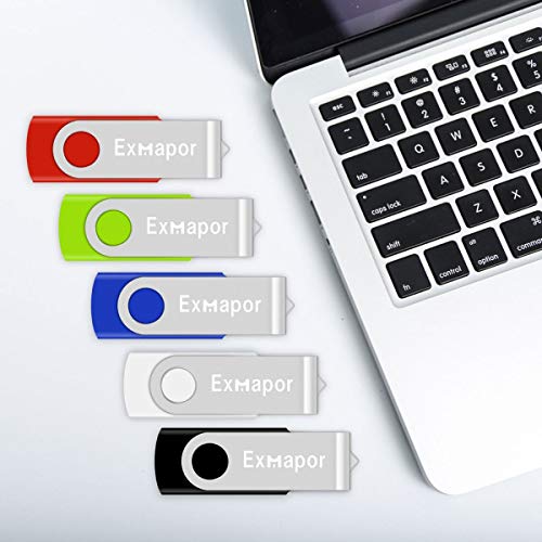 Exmapor 5 Pack Usb Flash Drive 32Gb Swivel Thumb Drives For Storage Usb Stick(Mixed Color: Black, Red, Green, Blue, White) #TOP6