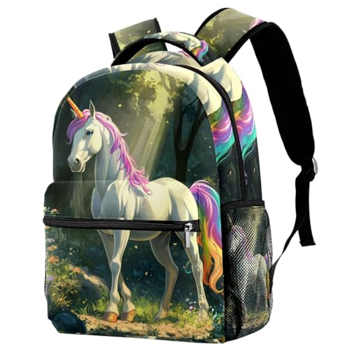 Sac à dos licorne et fleurs avec porte-bouteille pour voyage école enfant
