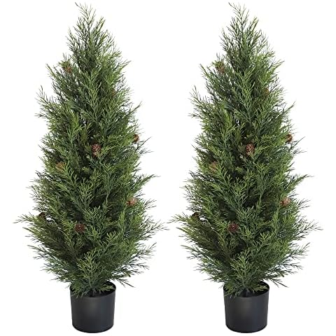 OAZALDA UV Resistant 3ft Artificial Cedar Topiary Trees Cover