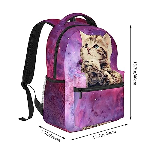 Dujiea 17 Inch Backpack Cute 3D Cat Galaxy Kitty Laptop Backpack School Bookbag Travel Shoulder Bag With Chest Strap #TOP1