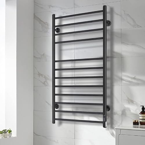 Jslove Towel Warmer Wall Mounted Heated Towel Racks For Bathroom, Stainless Steel Hot Towel Rack With Timer (12 Bars Matte Black) #TOP5