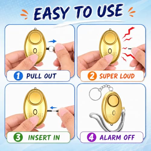 Image of Kaidaa Personal Safety Alarm Keychain for Women & Girls | 120DB Loud Emergency Alarm | Self Defense Security Device for Travel, Kids & Elderly | Portable Keychain Safety Alarm (Golden)