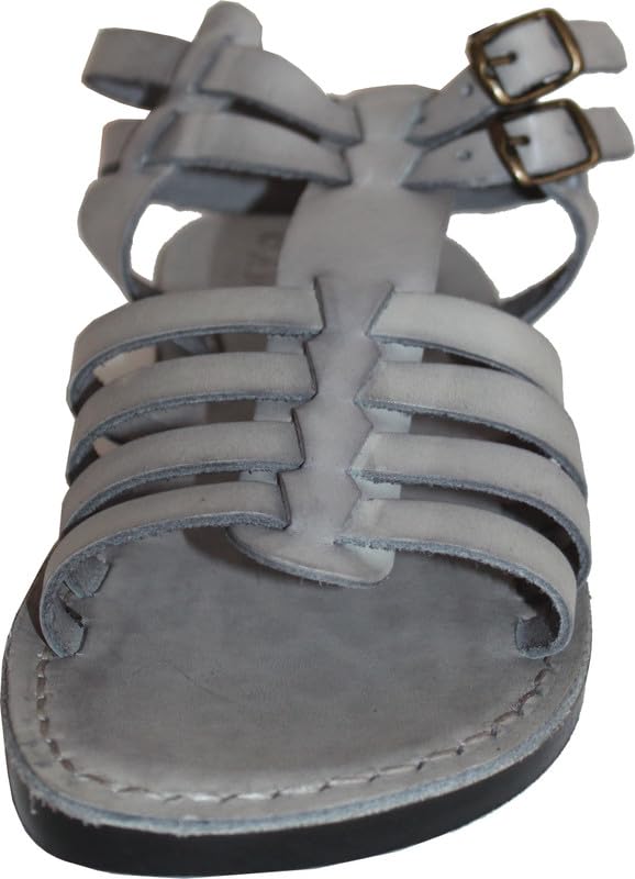 Holy Land Market Men/Women Biblical Jesus Leather Sandals/Slides From Jerusalem (Jeremiah Grey Style)2