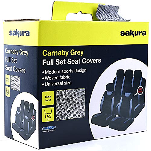 image for Sakura Car Seat and Headrest Covers Carnaby Grey SS5398 - Full Set Uni