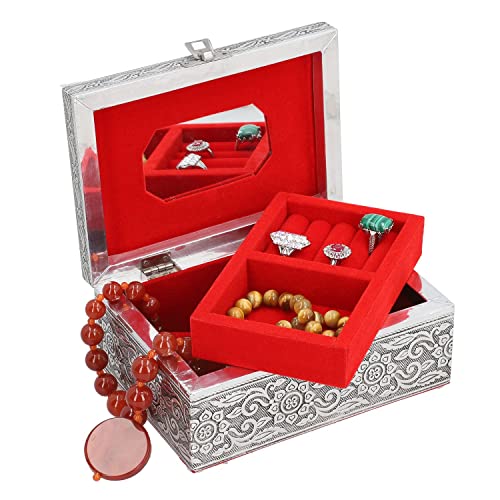 Shop Lc Organizer Storage Box Aluminum Oxidized Elephant Pattern Removable Tray For Women #TOP1