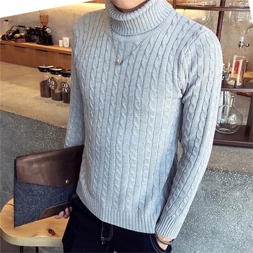 Men's Casual Slim Fit Turtleneck Pullover Sweaters Tops Fisherman Twist Patterned Long Sleeve Sweater2