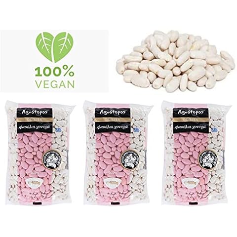 Greek Butter Beans | Traditional Legumes Variety of Big White Beans | 1,5 kg ( Pack of 3 Bags of 500g Each ) Cover
