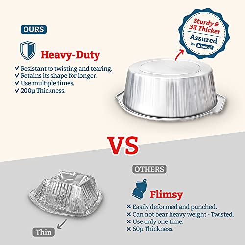 Belbei 8 Inch Disposable Aluminum Foil Pans With Snap-On Lids (15 Pack) | 3X Durable Tins | 3-In-1 Multi-Use Cookware For Camping | Microwavable Trays | Disposable Baking Pans For Cakes, Casseroles #TOP3