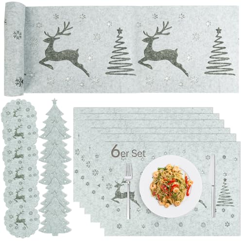 CSLGDMAI 19 Stück Weihnachts Tischset– Filz Platzsets Weihnachten...
