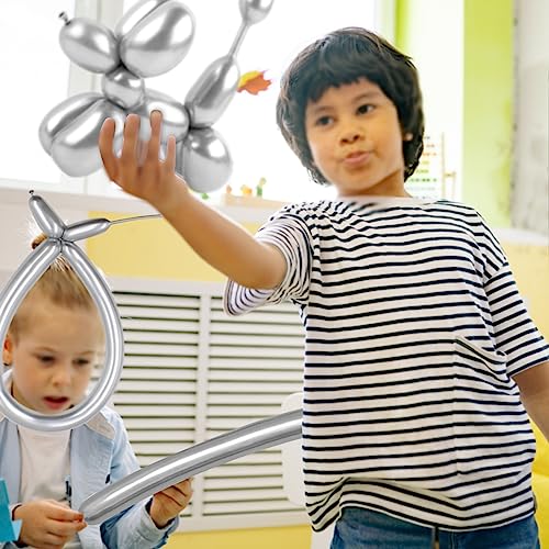 Image of 100pcs Metallic Long Balloons for Balloon Animals, Chrome 260 Balloons Art Kit for Twisting, Skinny Modeling Balloons Supplies for Birthday Party Wedding Festival Decorations