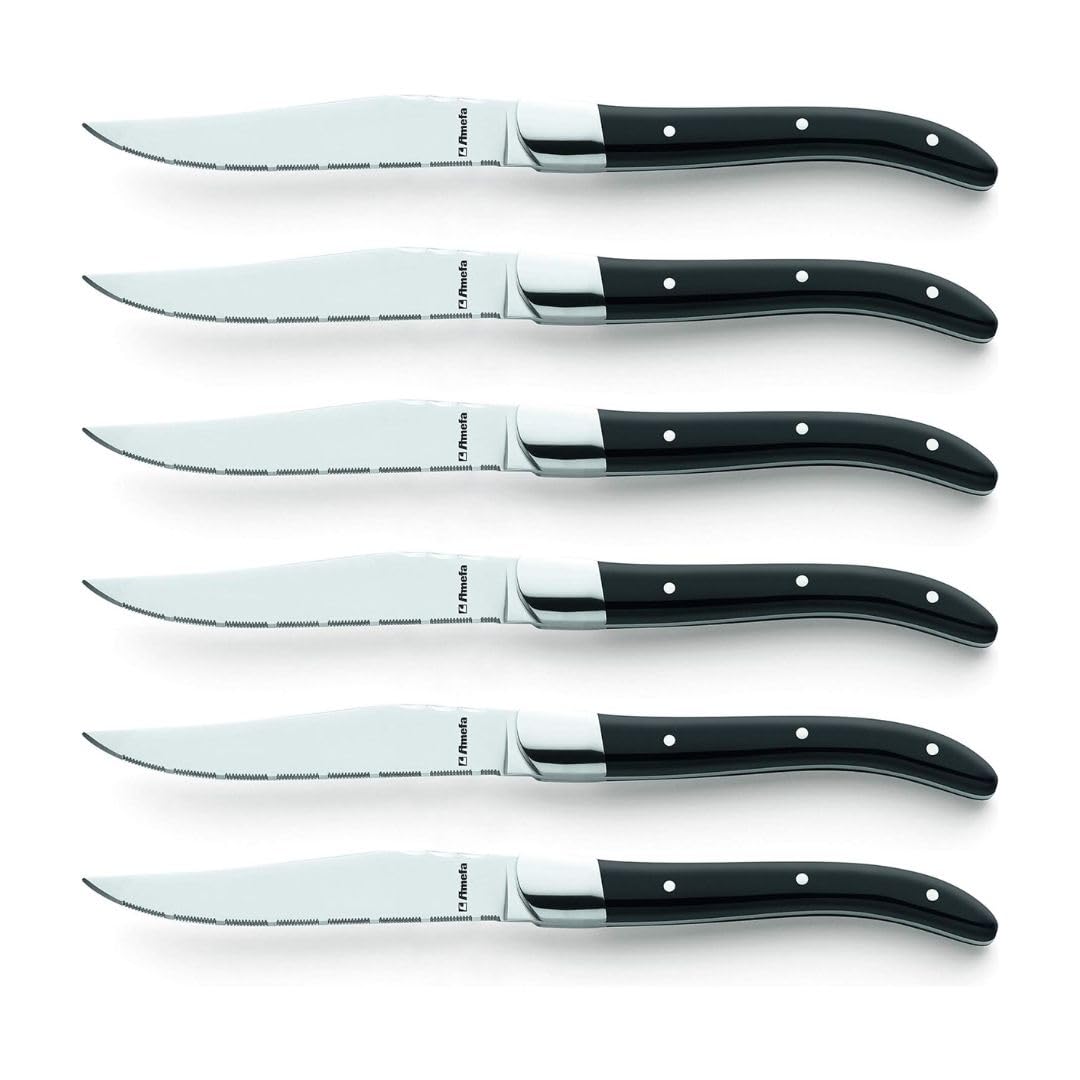 Amefa Royal - Set di coltelli da bistecca, colore: Nero