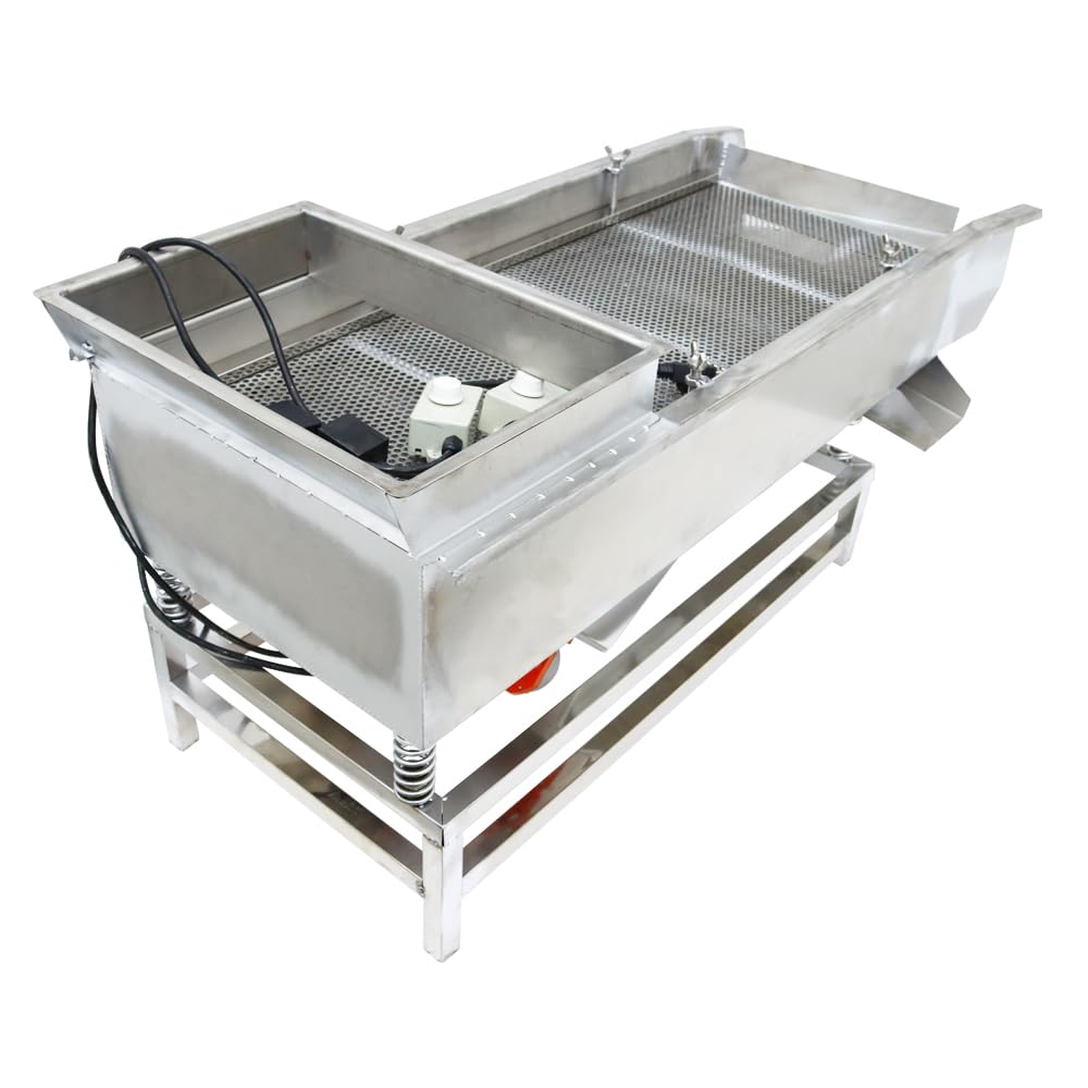 WYDDDARY Straight Vibrating Sieve Electric Linear Sifter Machine Stainless Steel Screen Shaker with 6mm 1mm Round Hole Mesh Double Layers Double Motors 110V