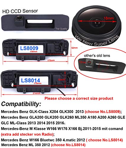 Image of Super Pro HD Car Rear View Parking-Waterproof Trunk Handle Reversing Camera, for Mercedes Benz A C GL GLA GLC ML M V Class Vito Kasten Tourer W447 W448 V250 W166 X156 GLA200 S205 A180 C117 W176