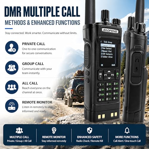 Image of BAOFENG DM32 DMR 10W Long Range Walkie Talkie | Dual Band VHF /UHF | GPS & USB-C Rechargeable | Two Way Radio for Outdoor Hunting Emergency