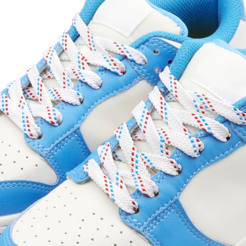 Image of Flat Shoelaces Multicolor Twill Point Thick Shoe Lace Shoestring 2 Pair