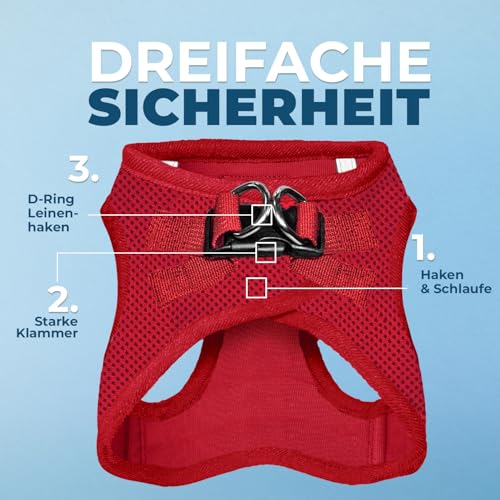 Voyager Step-In Air Hundegeschirr by Best Pet Supplies - All Weather Mesh Step in Vest Harness für kleine und mittlere Hunde, Rot, size L - Brust 45-52 cm