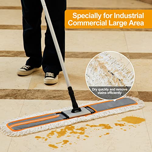 Image of CLEANHOME 36 inch Commercial Dust Mops for Floor Cleaning,Grey | 59 inch Long Handle,Heavy Duty Floor Duster Mop, Hotel Gym Household Cleaning Supplies for Hardwood, Tiles, Marble Floors