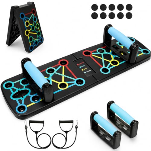 FUNFLEX Liegestützbrett 17-in-1 Push-Up Board Faltbares Trainingsboard mit Griffen & Widerstandsbändern Ergonomisch & Gelenkschonend Für Home-Workout Krafttraining & Calisthenics