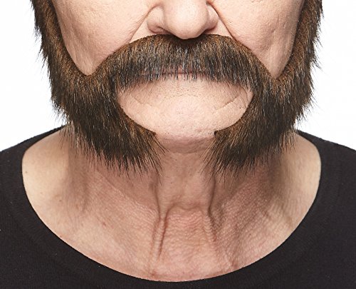 Mustaches Self Adhesive, Novelty, Pedal to The Metal Fake Beard, False Facial Hair, Costume Accessory for Adults, Brown Color