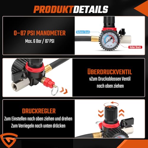 GEARMONSTER 9tlg Turbolader Ladeluft System Adapter Satz Ladeluftkühler Abdrücksatz Tester Prüfwerkzeuge für Ladeluftschläuche, Abgasturbolader und Kompressorsysteme