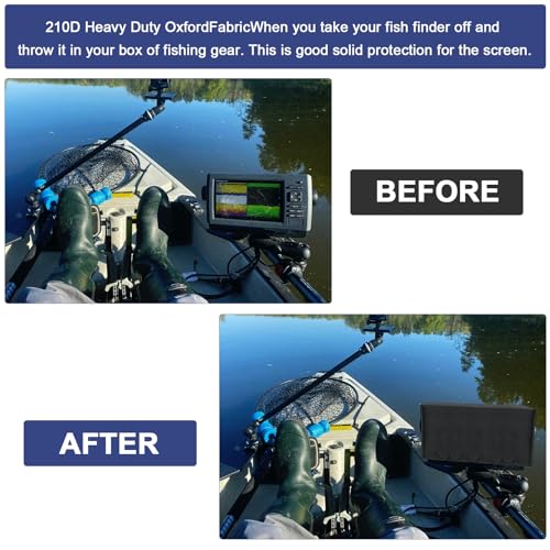Image of Fish Finder Cover Compatible with Lowrance, Humminbird 7 Inches, Depth Finder Poly Sun Cover for Lowrance Hook Reveal, 210D Oxford Fabric Waterproof Protection Accessories with Drawstring