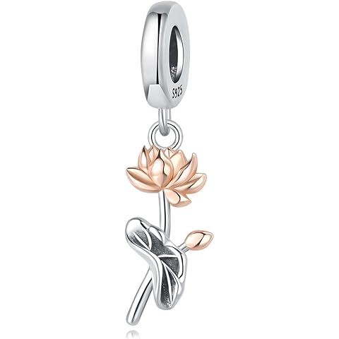 PANPOKI Iris Flower 925 Sterling Silver Charms for Bracelets and Necklace Sunflower Lotus Floral Dangle Pendants Bead Jewelry Present for Women Family Friends
