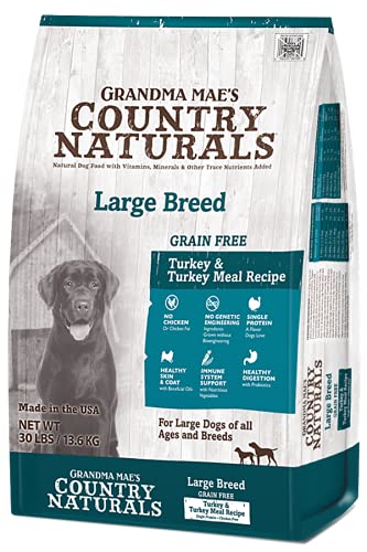 Country Naturals Grandma Mae's Grain Free Large Breed Turkey & Turkey Meal Recipe Dry Dog Food, 14 Pound Bag