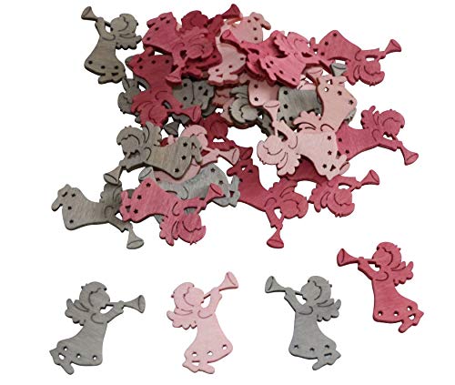 trf Pack of 36 Wooden Angel Pink Grey Dark Pink Autumn Decoration Christmas Decoration Wooden Angel Putte Guardian Angel Mourning All Saints Floristry Crafts Advent Arrangements Advent Wreath