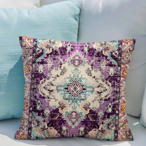 Snylcce Set of 2 Bohemian Style Cushion Covers 65x65 cm Decorative Square Throw Pillow Covers 65x65 CM Sofa Car Pillowcase for Outdoor Home Bed Living Room Couch Decor (Purple) - Image 4