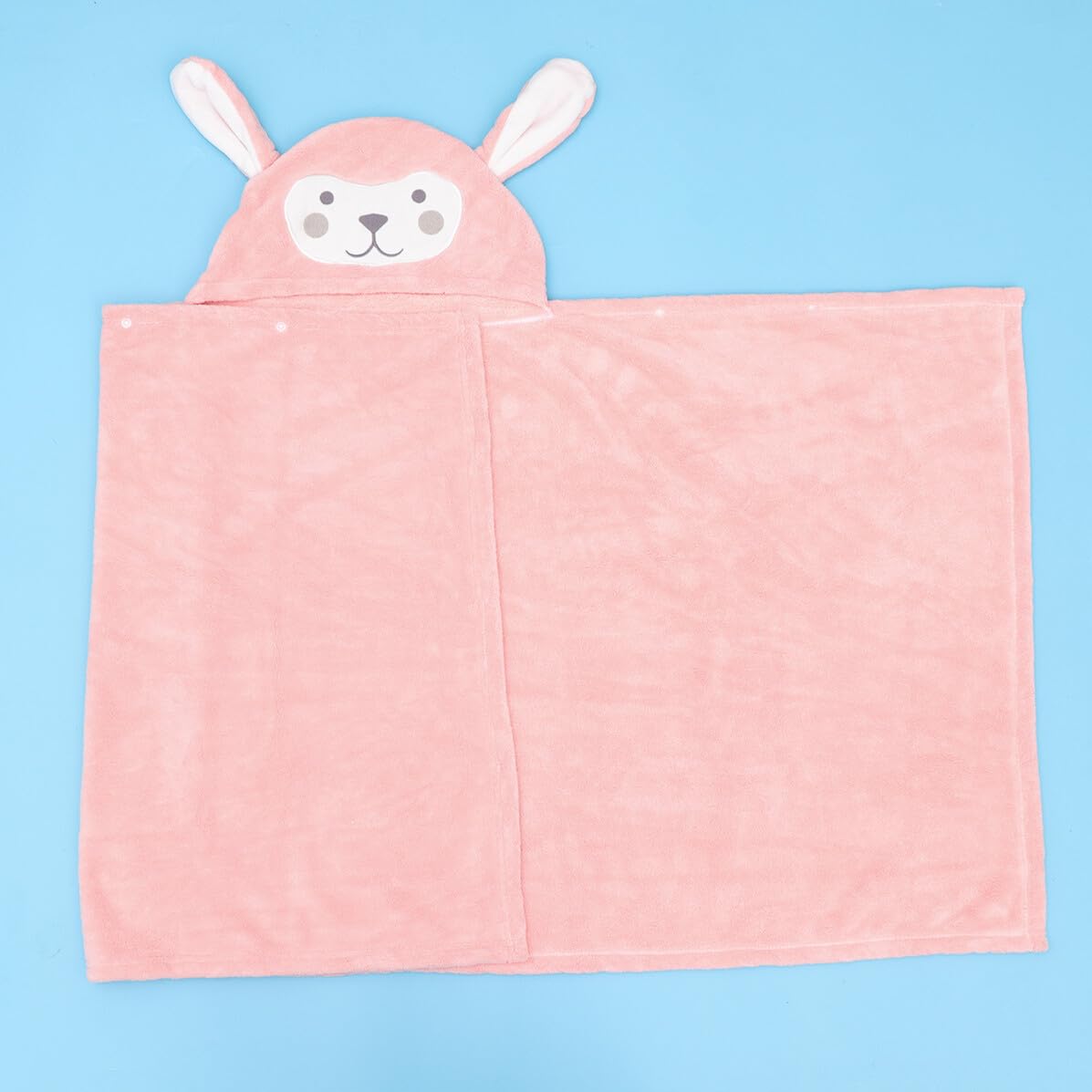 VANZACK Toalla de Baño con Capucha para Niños, Tela de Coral, Secado Rápido, Diseño Conejo Rosa, Tamaño Mediano, Adecuada para Casa, Piscina y Playa, Bata Infantil Práctica