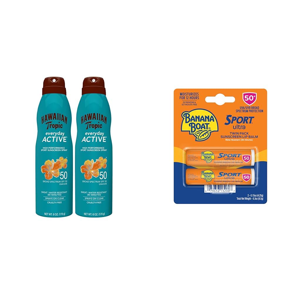 Hawaiian Tropic Banana Boat Sunscreen SPF 50 Twin Pack Bundle