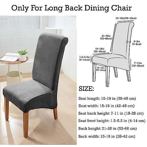 Image of HOKIPO Velvet Long Back Chair Covers Set of 2, Dark Grey (AR-4760-DGRY*2)