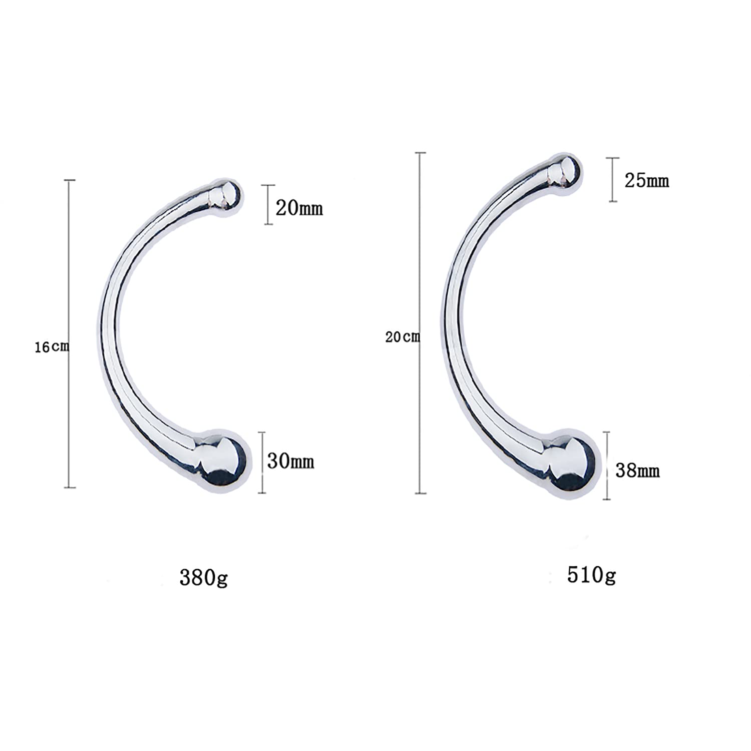 SeLgurFos Gancio anale in acciaio inossidabile,plug anale curvo con due sfere in acciaio inossidabile,perline anali plug anale espansore vaginale,giocattoli sessuali Adatto per uomini donne(M,Silver)
