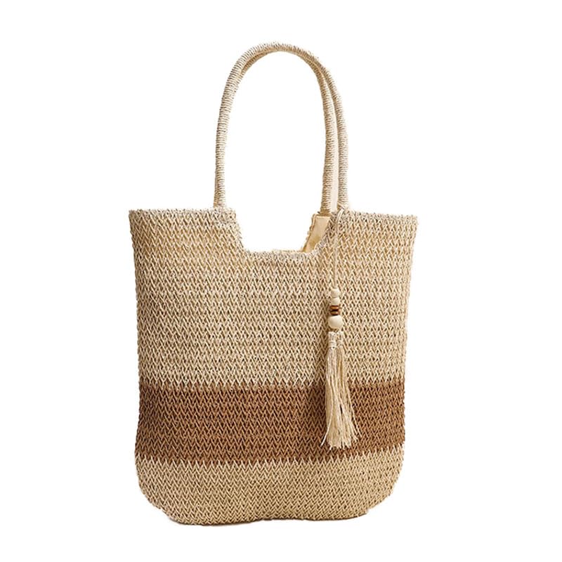 Sac de plage tissé grand volume pour femme avec anse pour tout ranger cet été