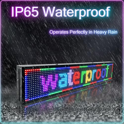 Image of Outdoor Programmable Led Sign Waterproof Scrolling Digital Business Advertising Display Screen Custom Electronic Message Board Brightness App Control(39 inchX8 inch)
