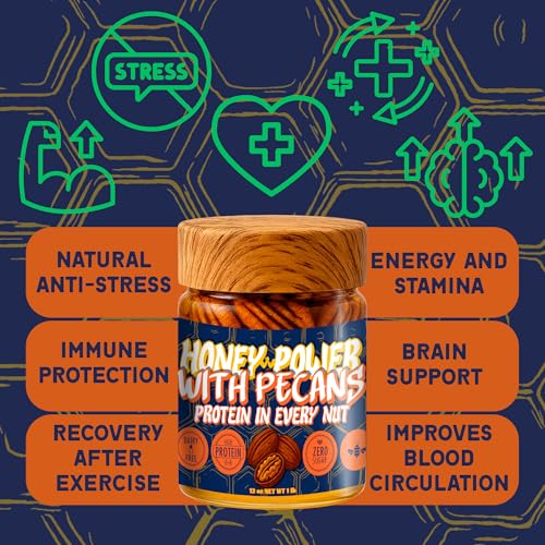 Honey Power con Pecanas – Miel Crua con Pecanas Enteras, 12 oz miniatura 2