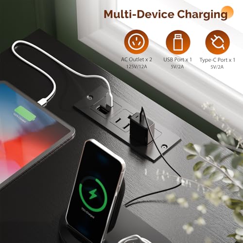 Image of VINGLI Nightstand with Charging Station and Fabric Drawer, Fluted Night Stand with Drawer, Bedside Table /Small Night Stand with Charger Station for Bedroom, Dorm, 14.96 inch W*11.81 inch D*23.7 inch H, 1 pc
