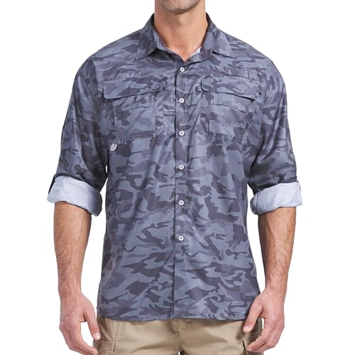 YAMANMAN Chemise boutonnée classique à manches longues et col en