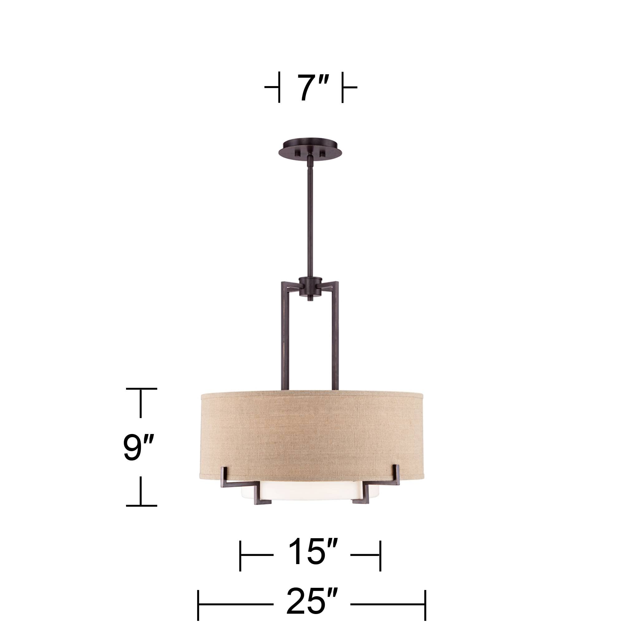 Possini Euro Julian 6" Rustic Bronze Mini Pendant Light - Industrial Drum Ceiling Fixture For Kitchen Island, Dining Room, Entryway
